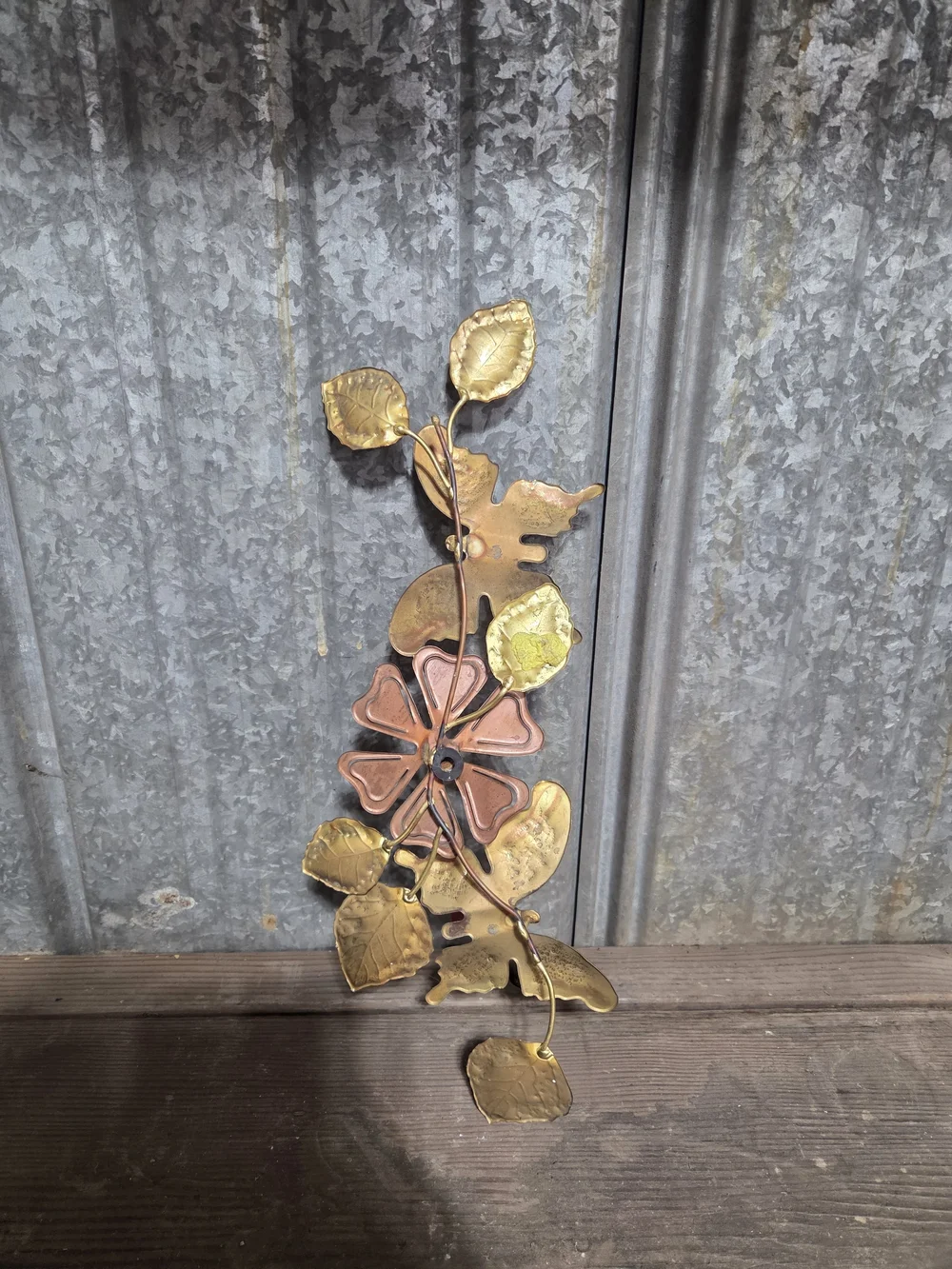 Home Interiors Gold and Copper Floral Wall Accent